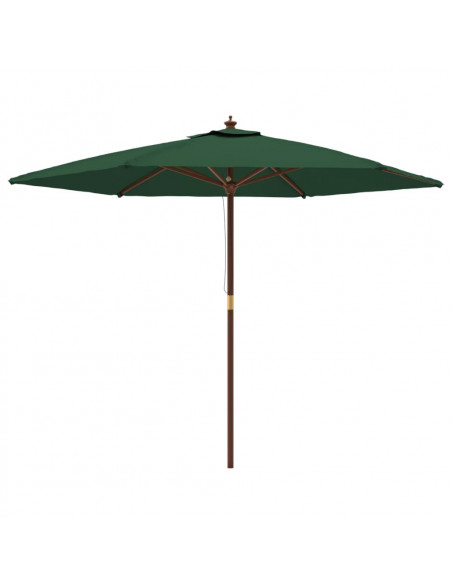 Ombrellone da Giardino con Palo in Legno Verde 299x240 cm