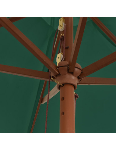 Ombrellone da Giardino con Palo in Legno Verde 299x240 cm