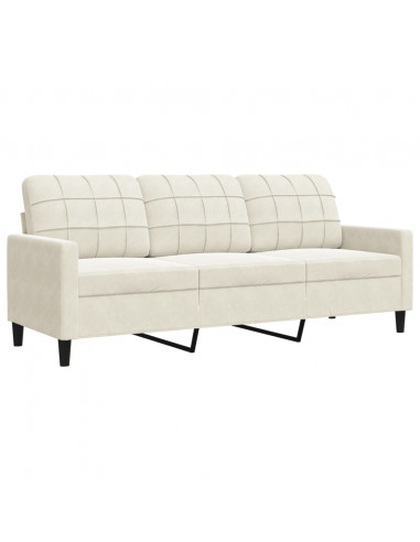 Set di Divani 3 pz con Cuscini Crema in Velluto