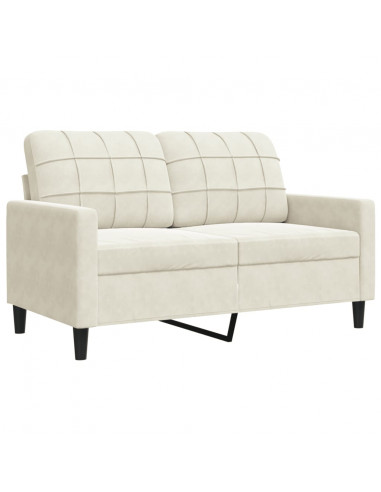 Set di Divani 3 pz con Cuscini Crema in Velluto