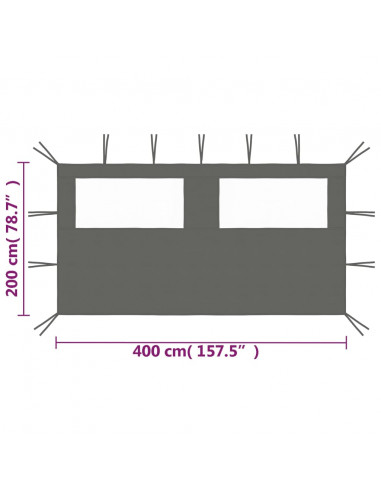 Parete con Finestre per Gazebo 4x2 m Antracite