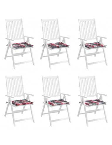 Cuscini per Sedia 6 pz a Quadri Rossi 50x50x3 cm Tessuto Oxford