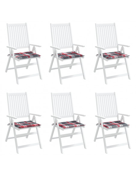Cuscini per Sedia 6 pz a Quadri Rossi 50x50x3 cm Tessuto Oxford