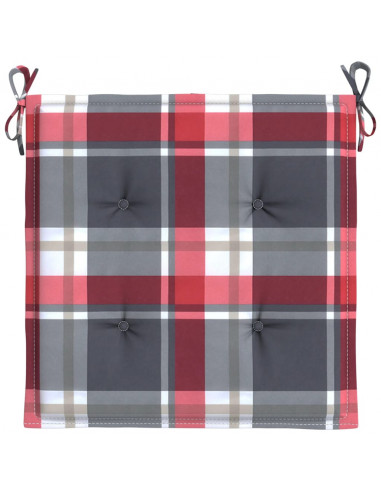 Cuscini per Sedia 6 pz a Quadri Rossi 50x50x3 cm Tessuto Oxford