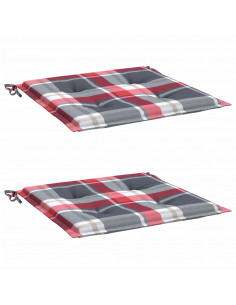 Cuscini per Sedia 2 pz a Quadri Rossi 50x50x3 cm Tessuto Oxford 2