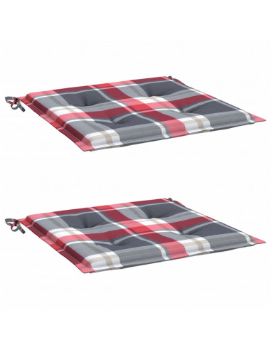 Cuscini per Sedia 2 pz a Quadri Rossi 50x50x3 cm Tessuto Oxford