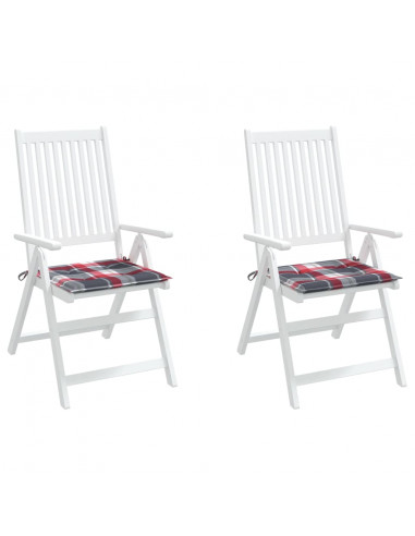 Cuscini per Sedia 2 pz a Quadri Rossi 50x50x3 cm Tessuto Oxford