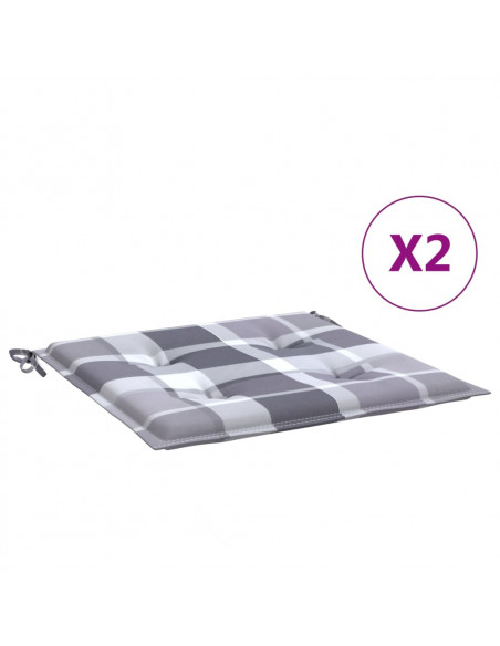 Cuscini per Sedia 2 pz a Quadri Grigi 50x50x3 cm Tessuto Oxford