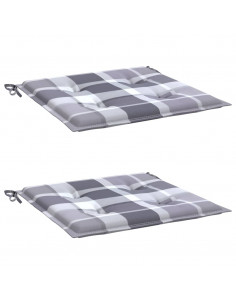Cuscini per Sedia 2 pz a Quadri Grigi 50x50x3 cm Tessuto Oxford 2