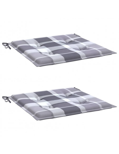 Cuscini per Sedia 2 pz a Quadri Grigi 50x50x3 cm Tessuto Oxford