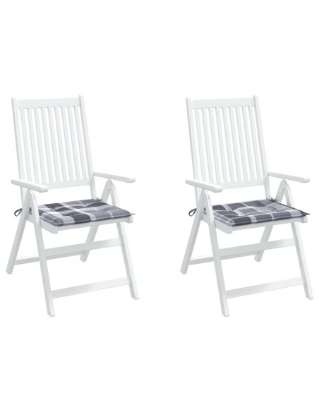 Cuscini per Sedia 2 pz a Quadri Grigi 50x50x3 cm Tessuto Oxford
