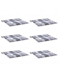 Cuscini per Sedia 6 pz a Quadri Grigi 50x50x3 cm Tessuto Oxford 2