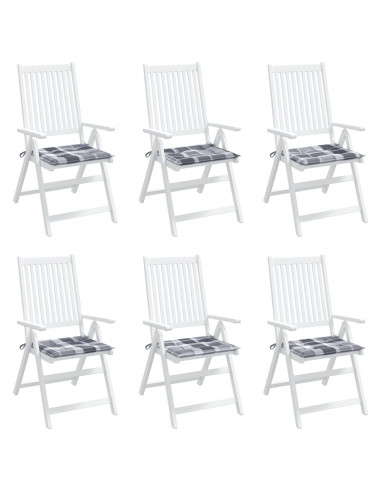 Cuscini per Sedia 6 pz a Quadri Grigi 50x50x3 cm Tessuto Oxford