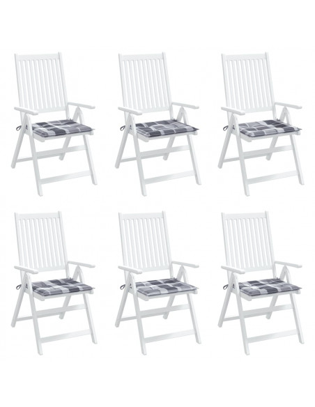 Cuscini per Sedia 6 pz a Quadri Grigi 50x50x3 cm Tessuto Oxford