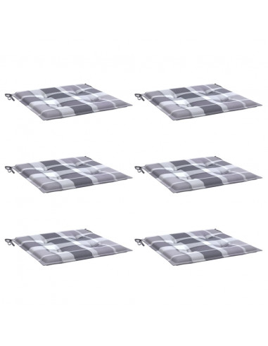 Cuscini per Sedia 6 pz a Quadri Grigi 40x40x3cm Tessuto Oxford