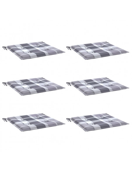 Cuscini per Sedia 6 pz a Quadri Grigi 40x40x3cm Tessuto Oxford