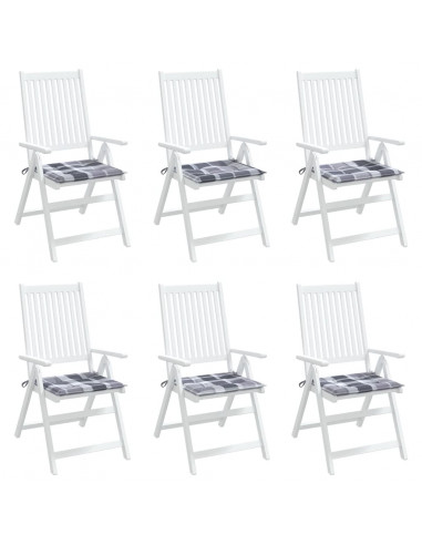 Cuscini per Sedia 6 pz a Quadri Grigi 40x40x3cm Tessuto Oxford