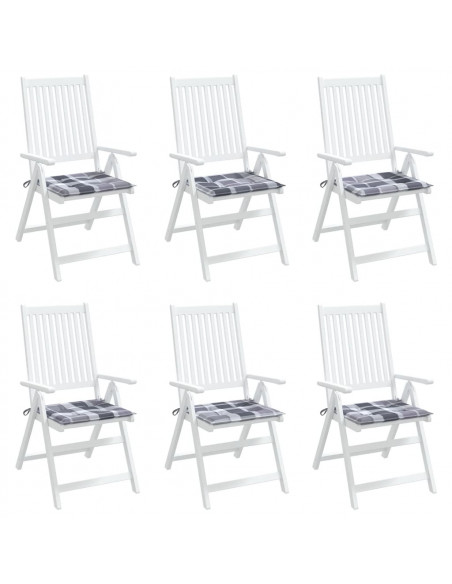 Cuscini per Sedia 6 pz a Quadri Grigi 40x40x3cm Tessuto Oxford
