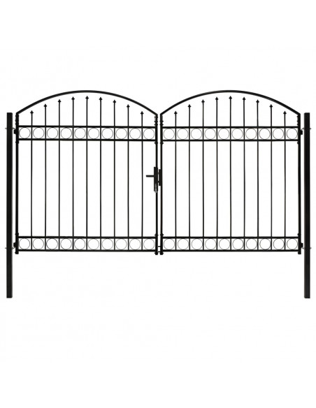 Cancello a Doppia Anta ad Arco in Acciaio 300x200 cm Nero