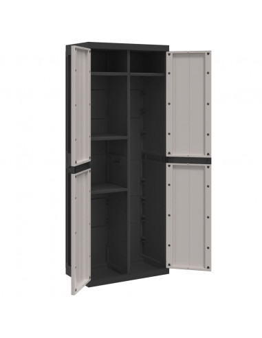 Armadio da Esterno Grigio e Nero 65x37x165 cm in PP