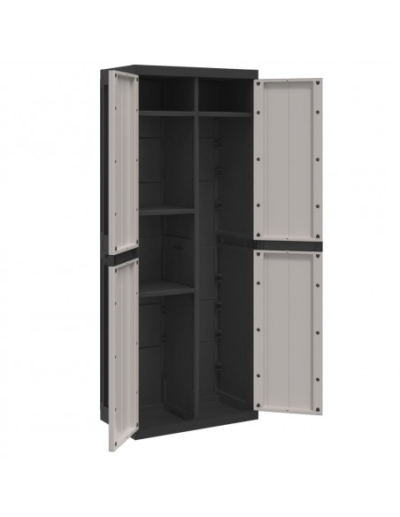 Armadio da Esterno Grigio e Nero 65x37x165 cm in PP