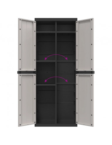 Armadio da Esterno Grigio e Nero 65x37x165 cm in PP