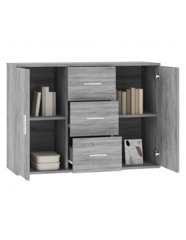 Credenza Grigio Sonoma 91x29,5x65 cm in Legno Multistrato
