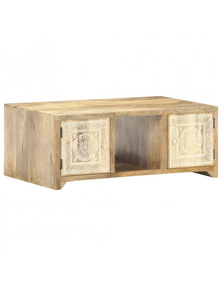 Tavolino da Salotto 90x50x35 cm in Legno Massello di Mango