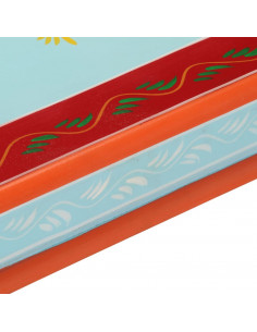 Tavolino Salotto Blu Dipinto a Mano in Legno Massello di Mango