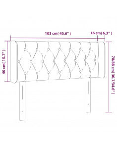 Testiera a LED Nera 103x16x78/88 cm in Tessuto