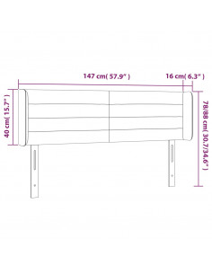 Testiera a LED Nera 147x16x78/88 cm in Tessuto