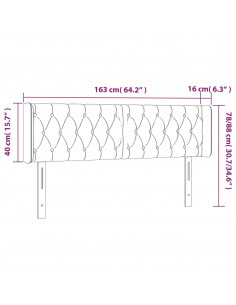 Testiera a LED Nera 163x16x78/88 cm in Tessuto