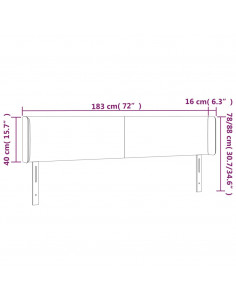 Testiera a LED Nera 183x16x78/88 cm in Tessuto