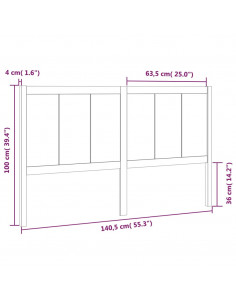 Testiera per Letto 140,5x4x100 cm in Legno Massello di Pino
