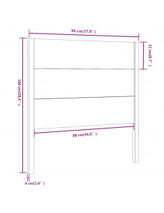 Testiera per Letto 96x4x100 cm in Legno Massello di Pino