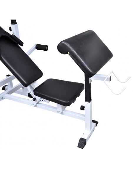 Panca Multifunzione con Bilanciere e Set di Manubri 120 kg