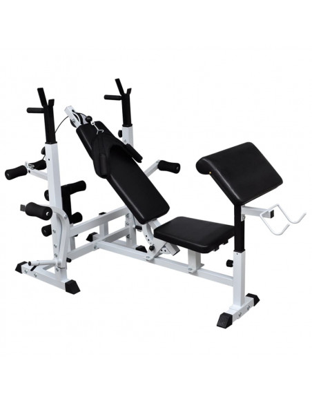 Panca Multifunzione con Bilanciere e Set di Manubri 120 kg