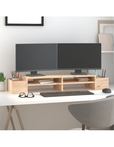 Supporto per Monitor 100x27,5x15cm in Legno Massello di Pino