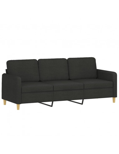 Set di Divani 3 pz con Cuscini Nero in Tessuto