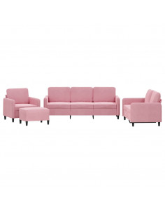 Set di Divani 4 pz Rosa in Velluto 2