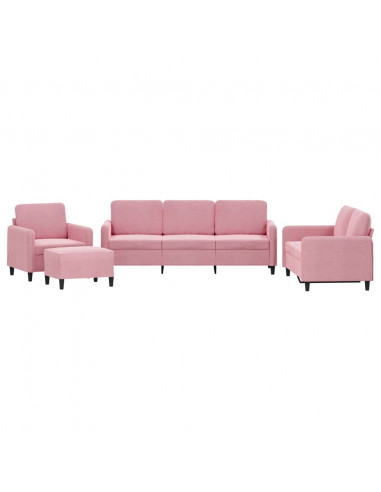 Set di Divani 4 pz Rosa in Velluto