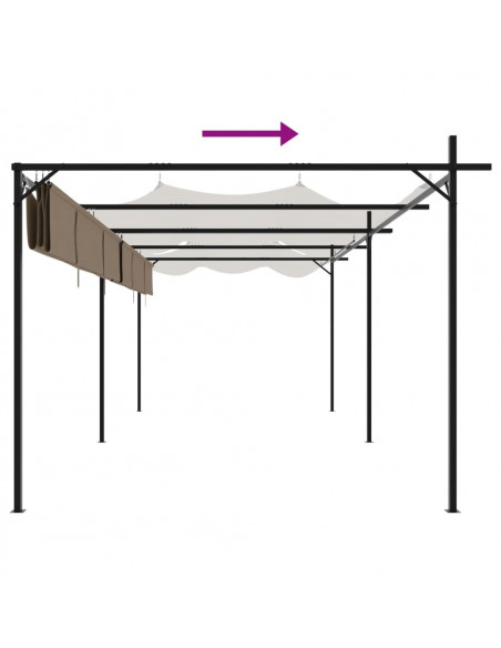Pergola con Tetto Retrattile Tortora 589x292x230 cm