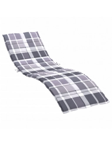 Cuscino per Lettino a Quadri Grigi 200x60x3 cm Tessuto Oxford