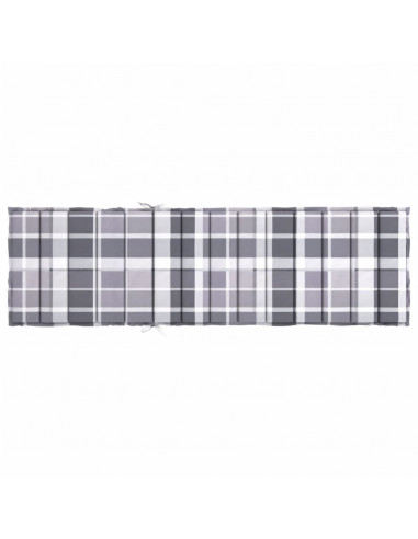 Cuscino per Lettino a Quadri Grigi 200x60x3 cm Tessuto Oxford
