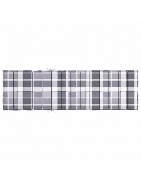 Cuscino per Lettino a Quadri Grigi 200x60x3 cm Tessuto Oxford