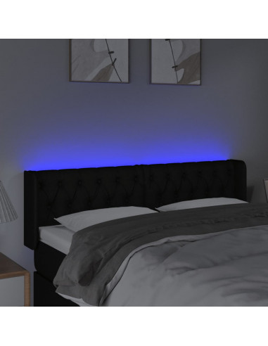 Testiera a LED Nera 147x16x78/88 cm in Tessuto