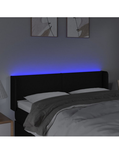 Testiera a LED Nera 147x16x78/88 cm in Tessuto