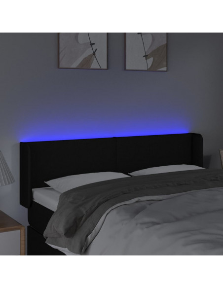 Testiera a LED Nera 147x16x78/88 cm in Tessuto