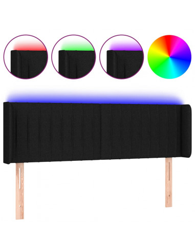 Testiera a LED Nera 147x16x78/88 cm in Tessuto