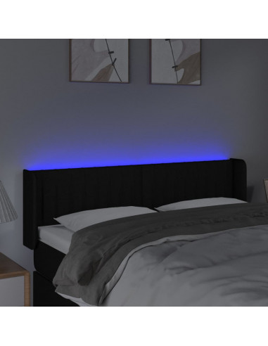 Testiera a LED Nera 147x16x78/88 cm in Tessuto